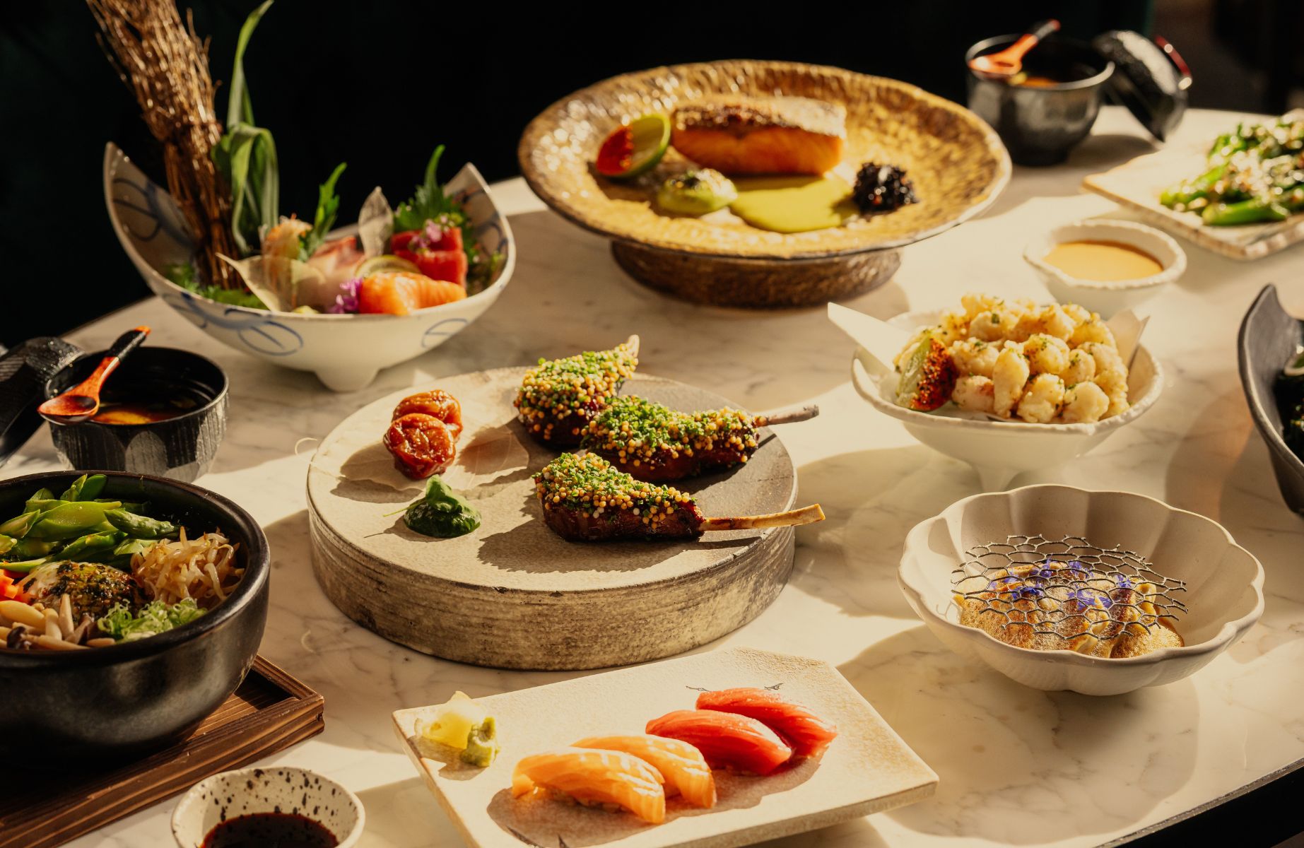 The tantalising array of Japanese dishes from Aki in Marylebone. © Aki