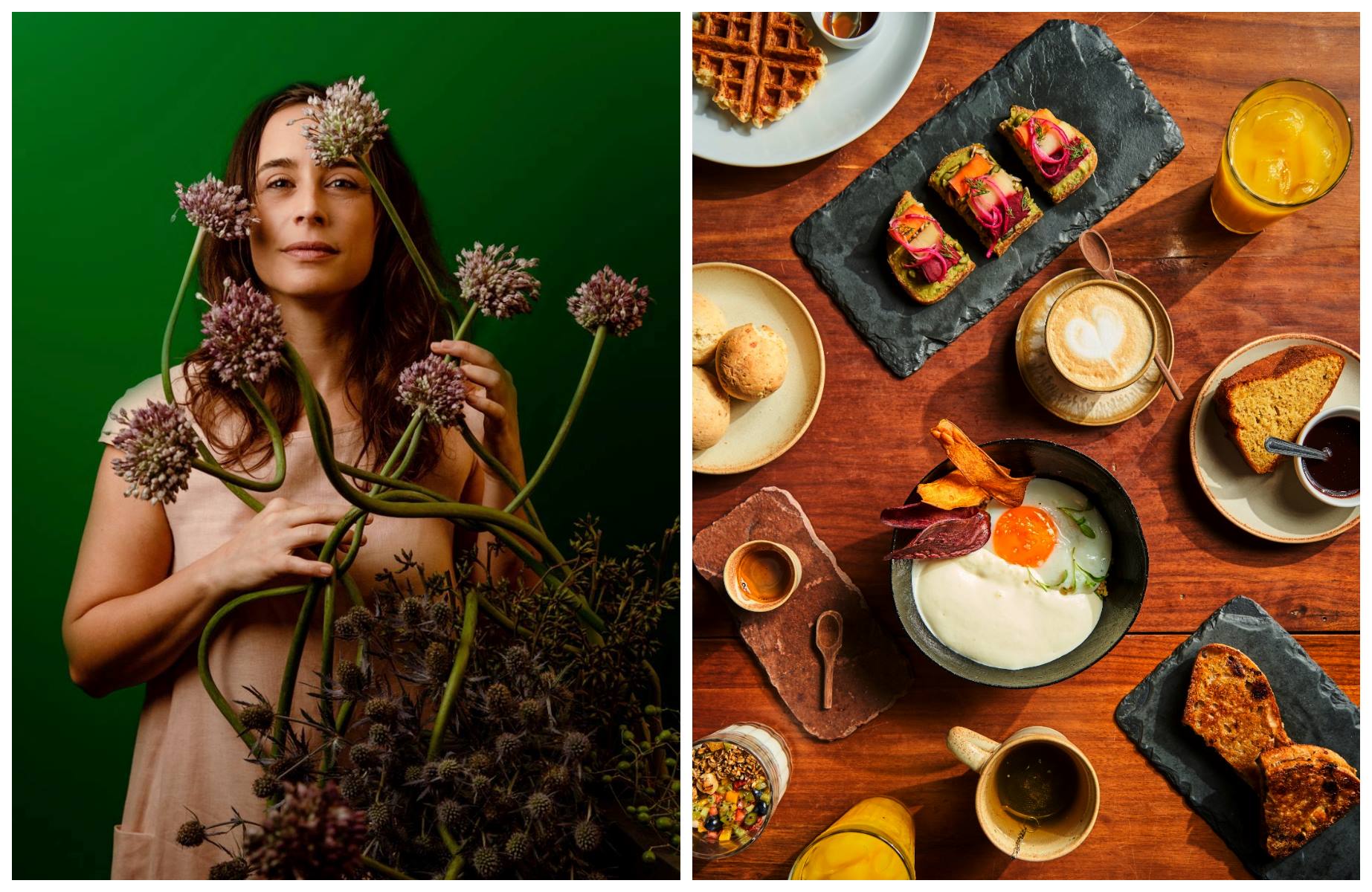 Ao olhar para os biomas brasileiros, Bel Coelho passou a valorizar ingredientes nativos e produtores locais em todas as suas receitas, inclusive no brunch que serve no Cuia. © Flora Vieira/Cuia; Laís Acsa/Cuia