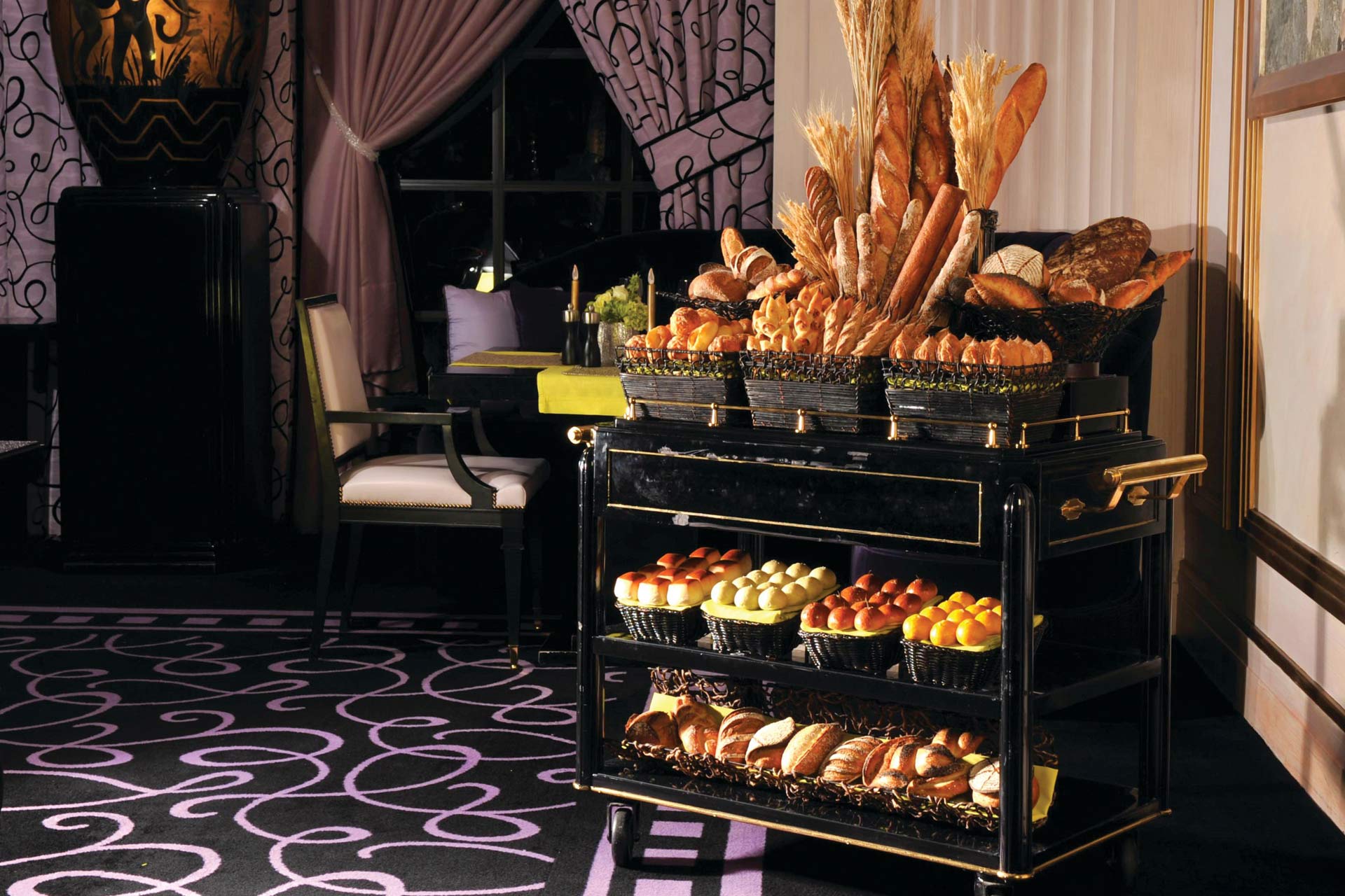 The signature bread cart at Restaurant de Joël Robuchon, part of its celebrated tableside service