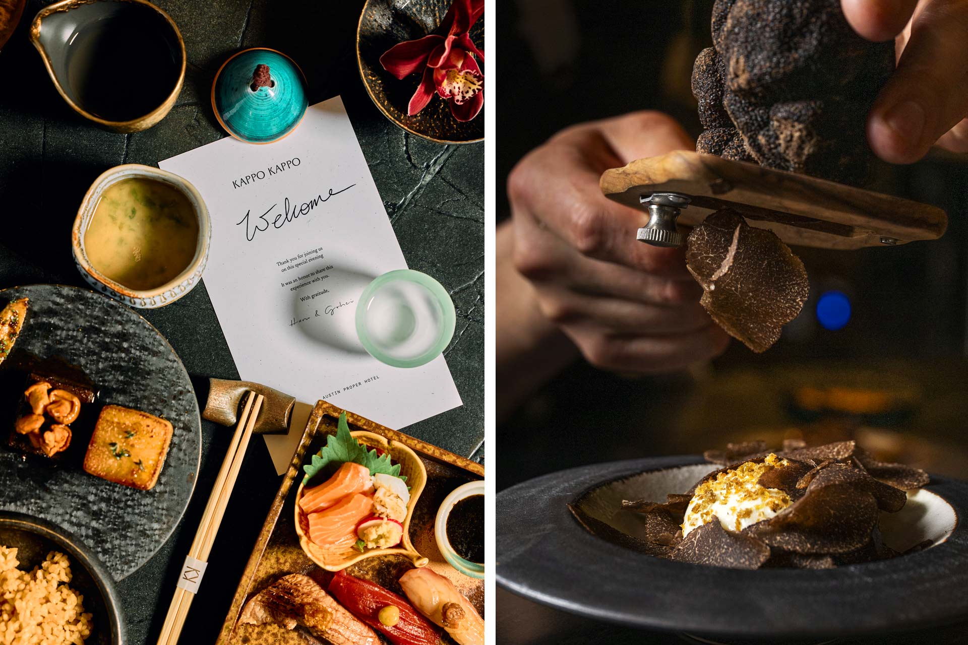 At Kappo Kappo, brothers Haru and Gohei Kishi bring together their Japanese background and experience living in France with an intimate chef-counter omakase and French cooking techniques. © Proper Hotel/Kappo Kappo